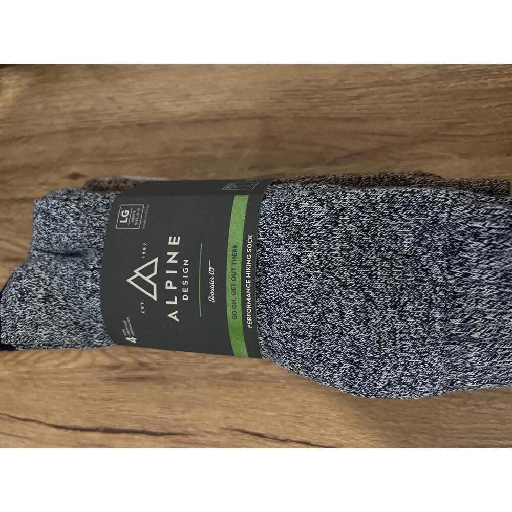 Alpine Design Performance Hiker Crew Socks - 4 Pack Size L